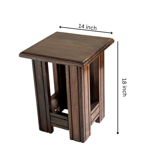 Wood Curls Rustic Brown End Table for Living Room| Side Table|Handcrafted Accent Furniture|Bedside Lamp Table|Peg Table|Stool| (Brown)