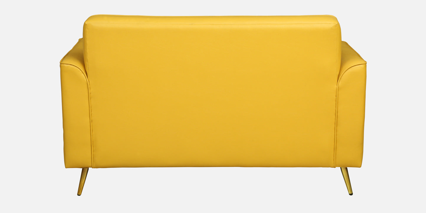 Wood Curls Aurelia Mustard Two-Seater Sofa ,Modern Leatherette Sofa with Golden Legs(57 inch Lx 25.5 inch H)