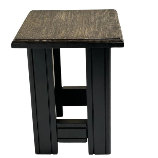 Wood Curls Rustic Black End Table for Living Room| Side Table|Handcrafted Accent Furniture|Bedside Lamp Table|Peg Table|Stool| (Black) Dimensions 14 inch L x 18 inch H|