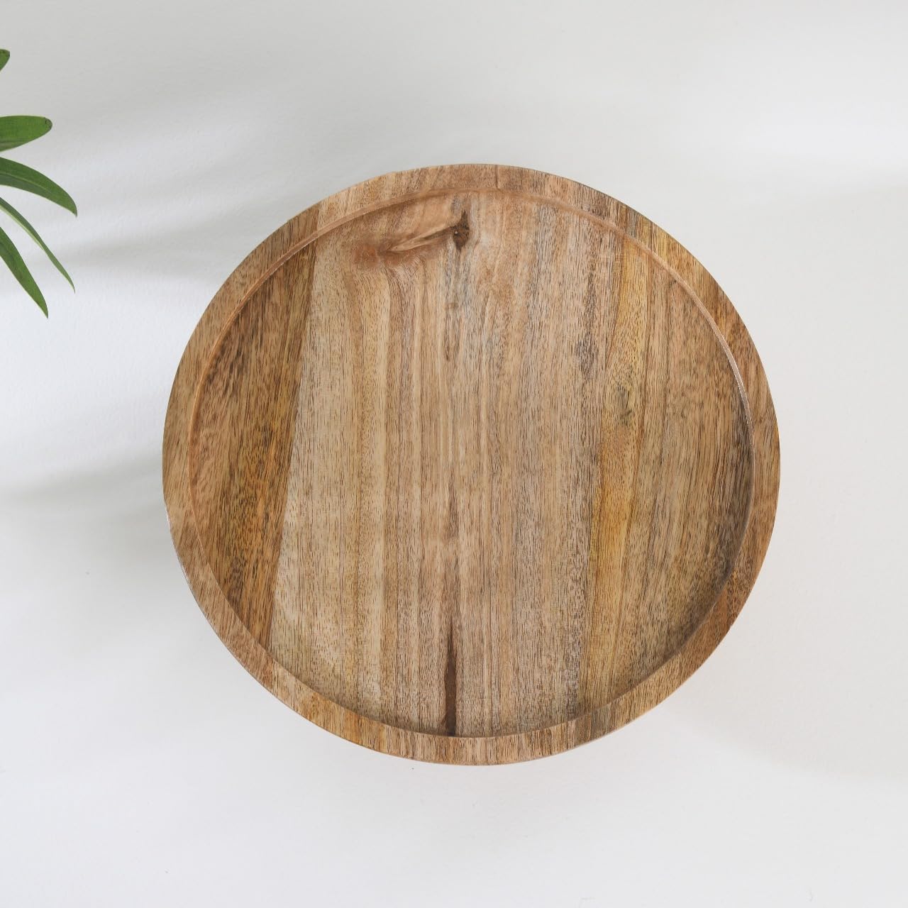 Wood Curls Wooden Cake Stand, Wood Pedestal Stand,Cake Display Stand,Round Wood Tray,Cake Plate,Mango Wood,Natural Wood Finish(23cm Diameter x 9cm Height)