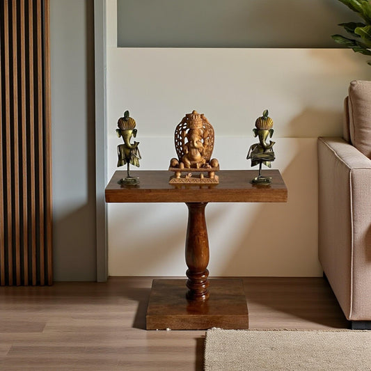 Wood Curls Solid Wood Console Table for Living Room,Solid Wood Foyer Table with Turned Pedestal Base, Entrance Table for Home & Office(30 inch L x 25.3 inch H x 12.5 inch W)