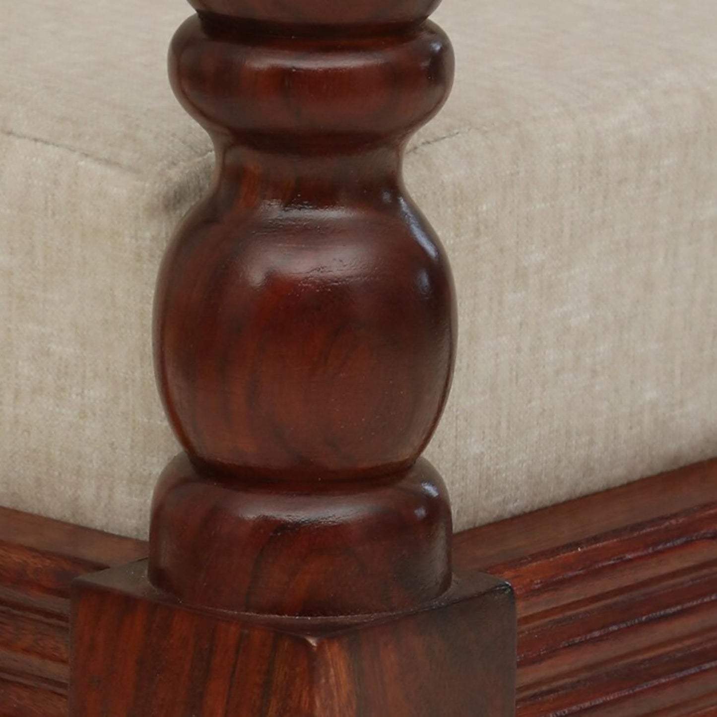 Rowan 2 Seater Sheesham Wood Sofa in Beige Color