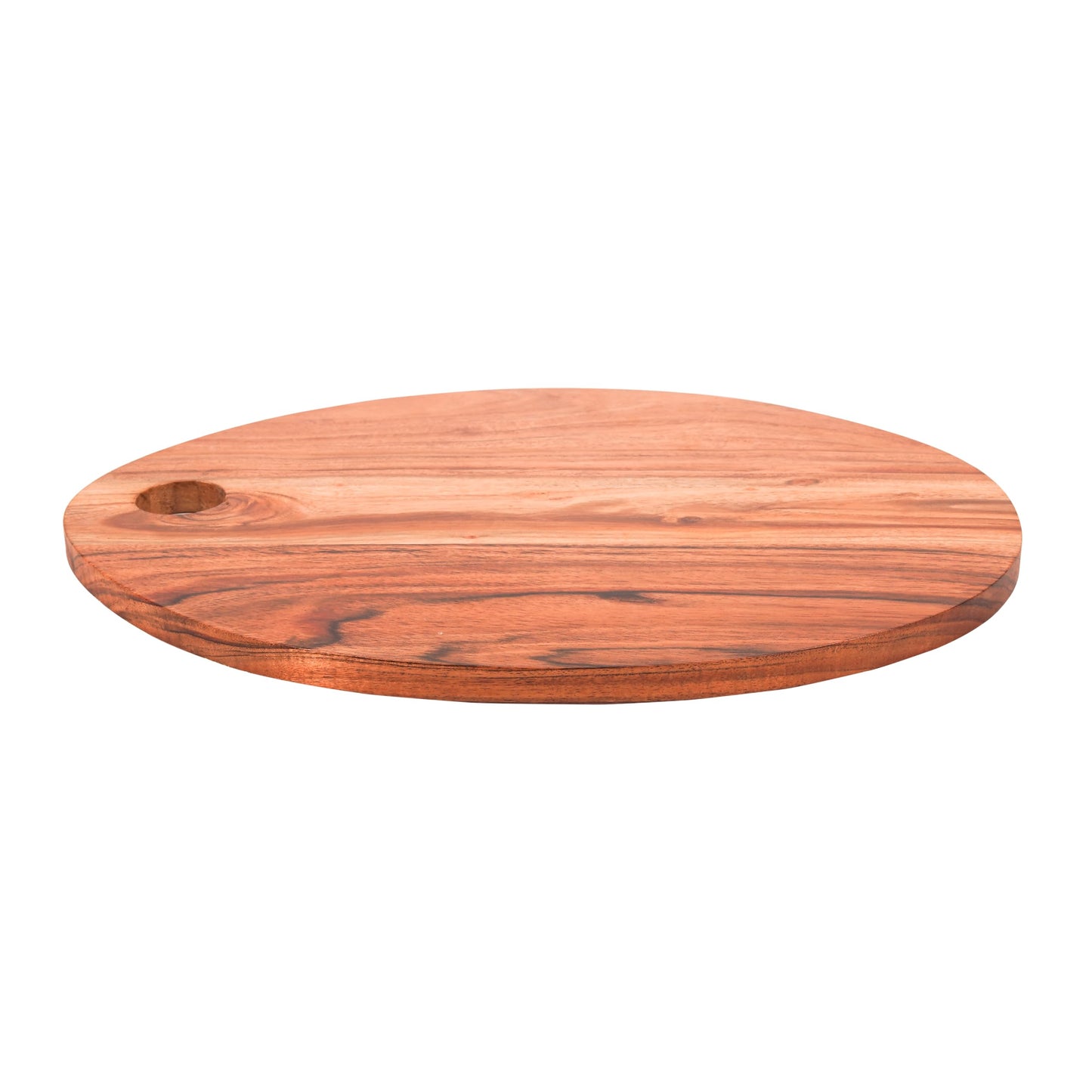 Wood Curls Timbera Acacia Wood Oval Chopping Board for Kitchen | Anti-Bacterial | Polished with Food Grade Material | Natural Wood Finish |Size 27.94X38.1X1.27cm