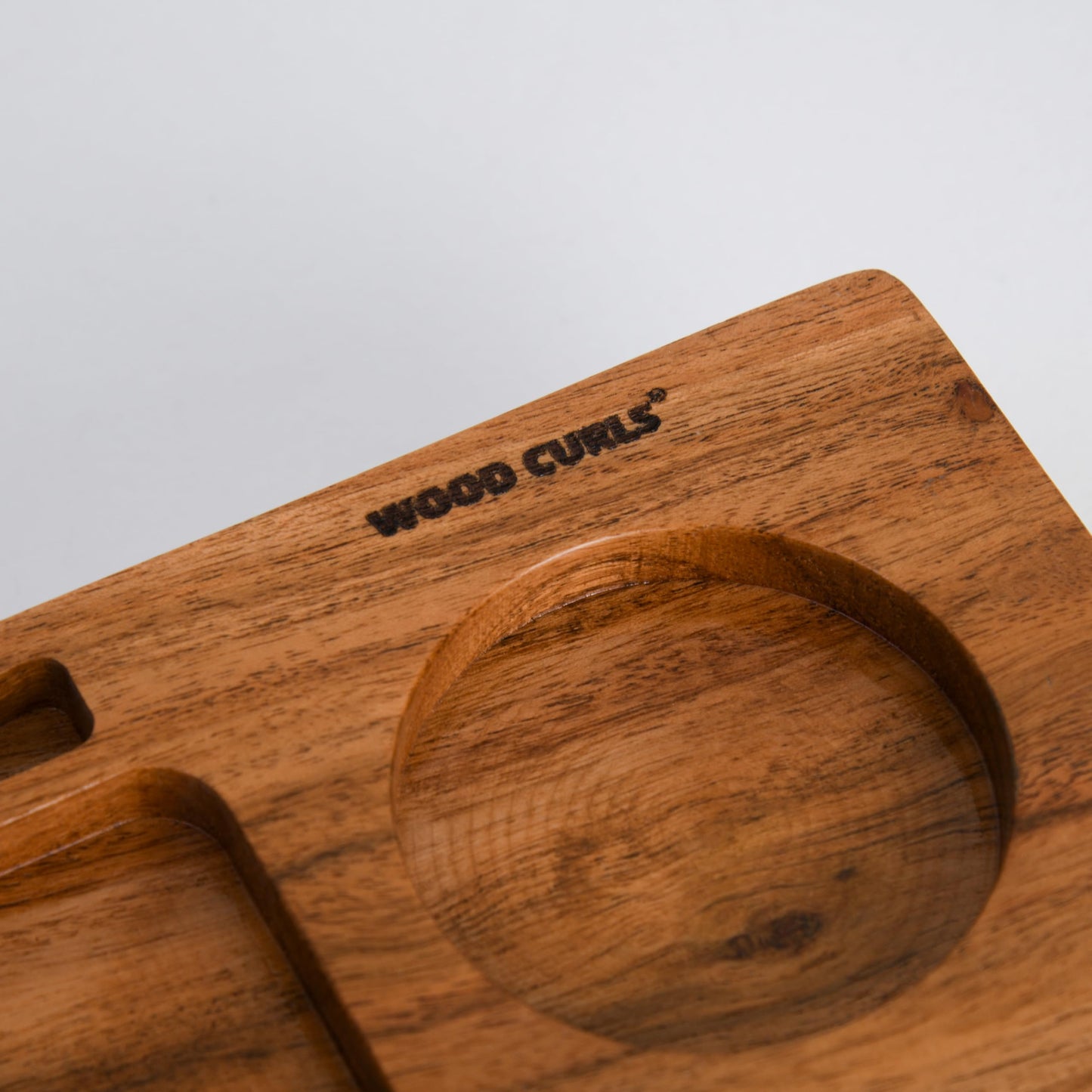 Wood Curls Wooden Desk Organiser,Table Organiser for Home & Office, Storage Tray with Compartments (20 inch(L) x 4.7inch(W) x 2.7inch(H)