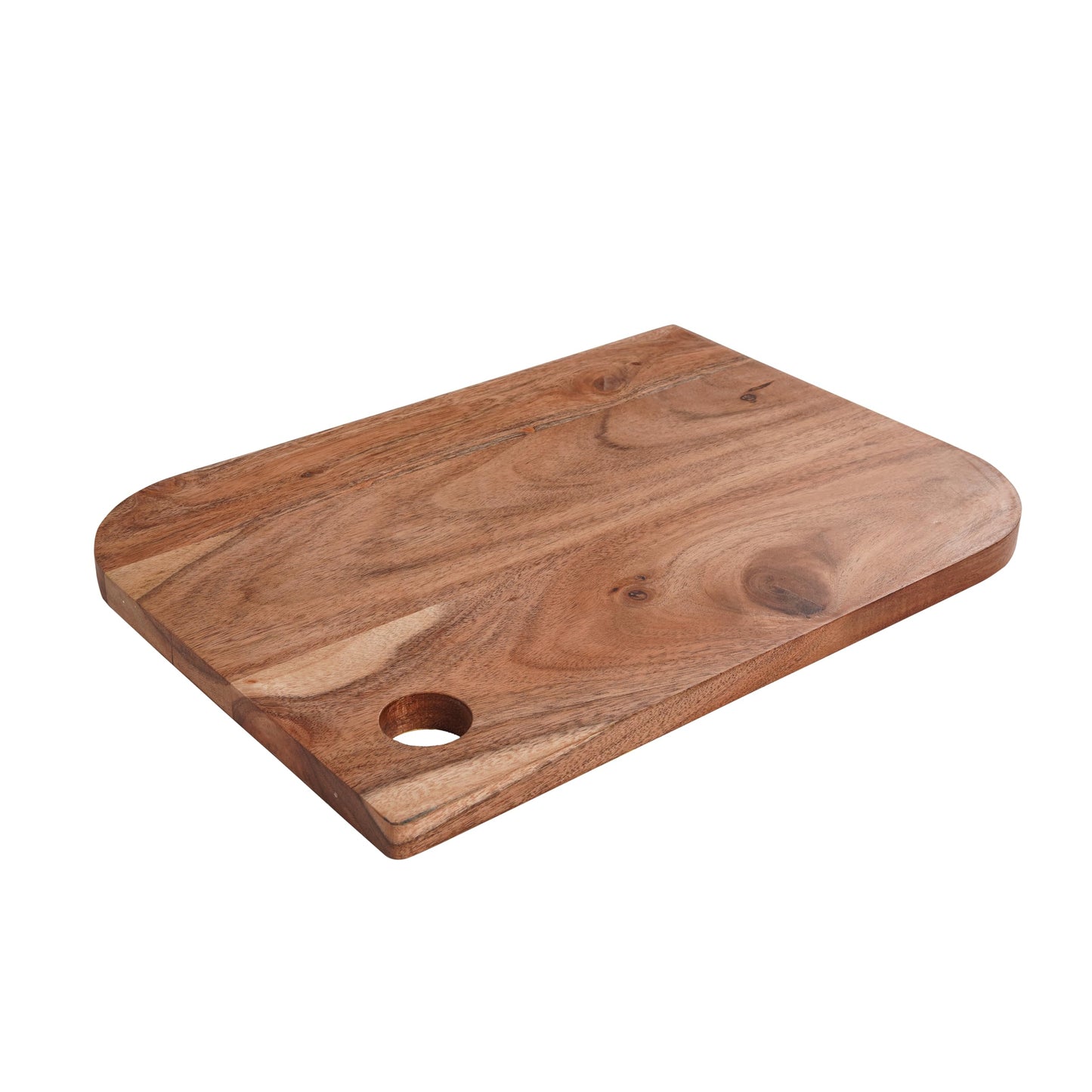 Wood Curls Birchwood Acacia Wood Rectangle Curved Edges Board | BPA Free | Anti-Bacterial | Natural Wood Finish | Size: 24.77X34.29X1.27 Centimetres