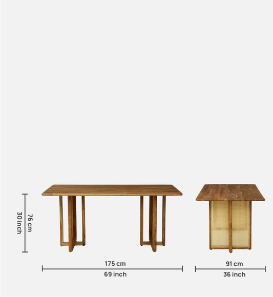 Wood Curls Arista Acacia Wood 6 Seater Dining Set In Natural Finish