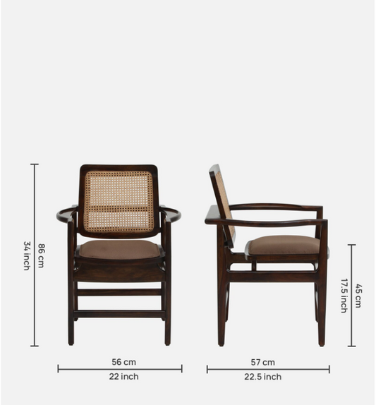 Wood Curls Rivana Sheesham Wood Arm Chair In Walnut Finish