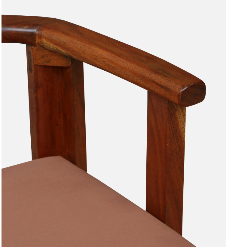 Wood Curls TimberNest Artisanal Acacia Wood Slipper Chair with Cushion, Natural Finish, Slat Design, Living Room Seating (Dimensions :H 21 x W 19 x D 24 inches)