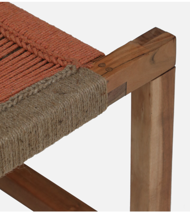 CasaWeave Acacia Wood 2-Seater Bench in Natural Finish