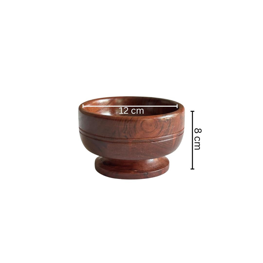 Acacia Wood Small Pedestal Serving Bowl – Round Snack Bowl