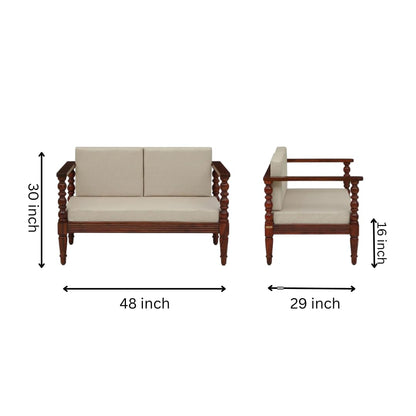 Rowan 2 Seater Sheesham Wood Sofa in Beige Color