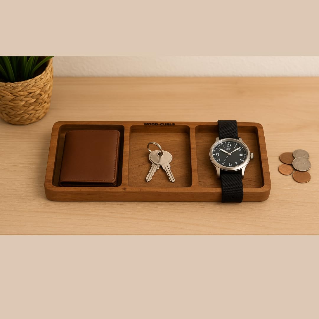 wooden storage tray organizer

3 compartment kitchen organizer tray

multipurpose wooden desk storage tray

brown wood home organization tray