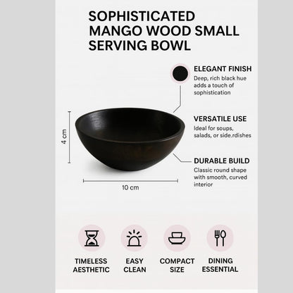 Wood Curls Small Wooden Serving Bowl,Multipurpose Bowl for Soup, Salad and Fruits,Decorative Bowl for Home,Dining,Black,10cm(W) x 4cm(H)