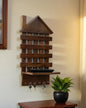 Wood Curls Rustic Wooden Wall-Mounted Key Holder with House Design, Walnut Finish,Mango Wood,Six Hooks (14(L) x 7(W) x 25(H) inches)