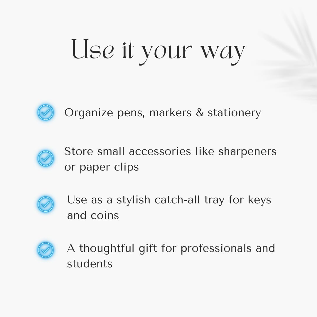 Wood Curls Wooden Pen Holder Tray for Desk, Minimalist Stationery Organizer with Compartments for Small Accesories,Solid Wood Desk Organizer Tray, 9(L) x 2.5(B) inch