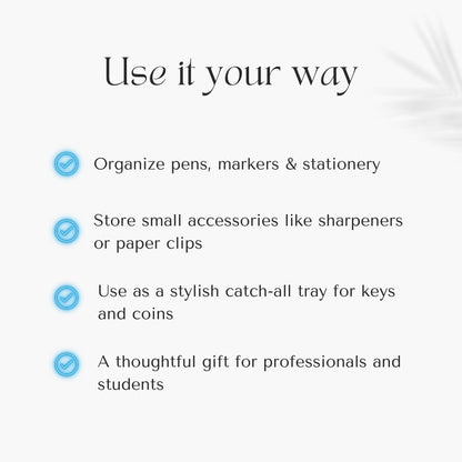 Wood Curls Wooden Pen Holder Tray for Desk, Minimalist Stationery Organizer with Compartments for Small Accesories,Solid Wood Desk Organizer Tray, 9(L) x 2.5(B) inch