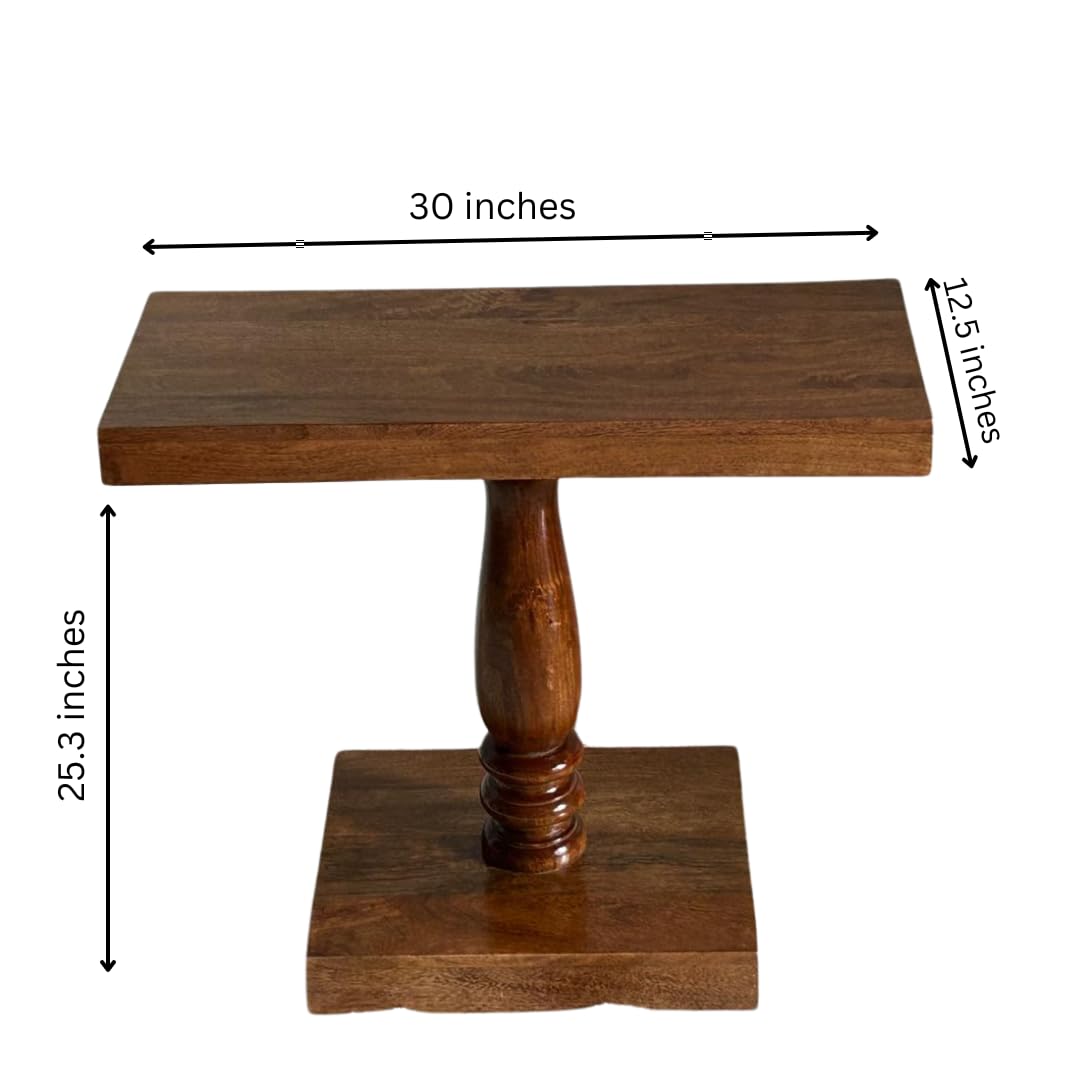 Wood Curls Solid Wood Console Table for Living Room,Solid Wood Foyer Table with Turned Pedestal Base, Entrance Table for Home & Office(30 inch L x 25.3 inch H x 12.5 inch W)