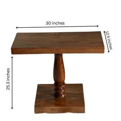 Wood Curls Solid Wood Console Table for Living Room,Solid Wood Foyer Table with Turned Pedestal Base, Entrance Table for Home & Office(30 inch L x 25.3 inch H x 12.5 inch W)