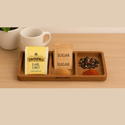 Wooden 3-Compartment Storage Tray – Multipurpose Organizer