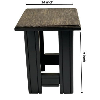 Wood Curls Rustic Black End Table for Living Room| Side Table|Handcrafted Accent Furniture|Bedside Lamp Table|Peg Table|Stool| (Black) Dimensions 14 inch L x 18 inch H|