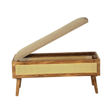 wooden storage bench with cushion
cane bench with storage entryway
rattan wooden bench bedroom
acacia wood storage bench India