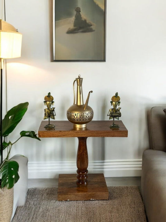Wood Curls Solid Wood Console Table for Living Room,Solid Wood Foyer Table with Turned Pedestal Base, Entrance Table for Home & Office(30 inch L x 25.3 inch H x 12.5 inch W)