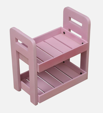 Wood Curls 2-Tier Wooden Countertop Storage Rack – Wooden Organizer for Kitchen, Bathroom & Office (Dimensions:34 L x 20 W x 35.5 H cm)