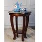 Wood Curls Aurora Round Side Table with Curved Legs, 2-Tier Wooden End Table, Table for Living Room, Bedroom,End Table for Office, Home,Cherry Brown Finish(18inch Diameter x 24 inch Height)