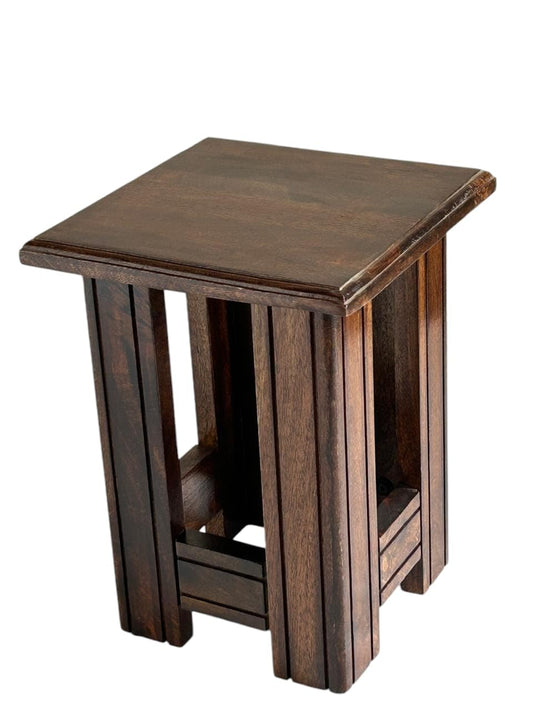 Wood Curls Rustic Brown End Table for Living Room| Side Table|Handcrafted Accent Furniture|Bedside Lamp Table|Peg Table|Stool| (Brown)