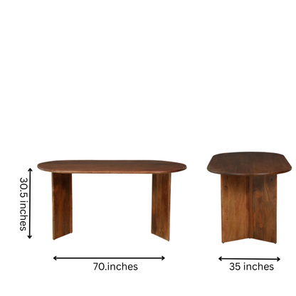 Arcadia Solid Mango Wood Oval Dining Table Set with Upholstered Chairs