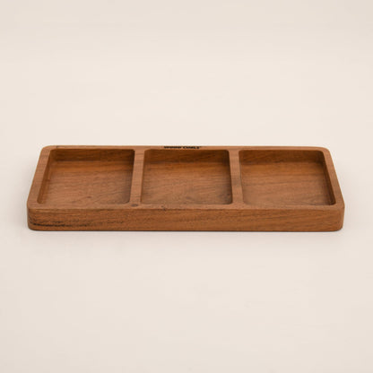 wooden storage tray organizer

3 compartment kitchen organizer tray

multipurpose wooden desk storage tray

brown wood home organization tray