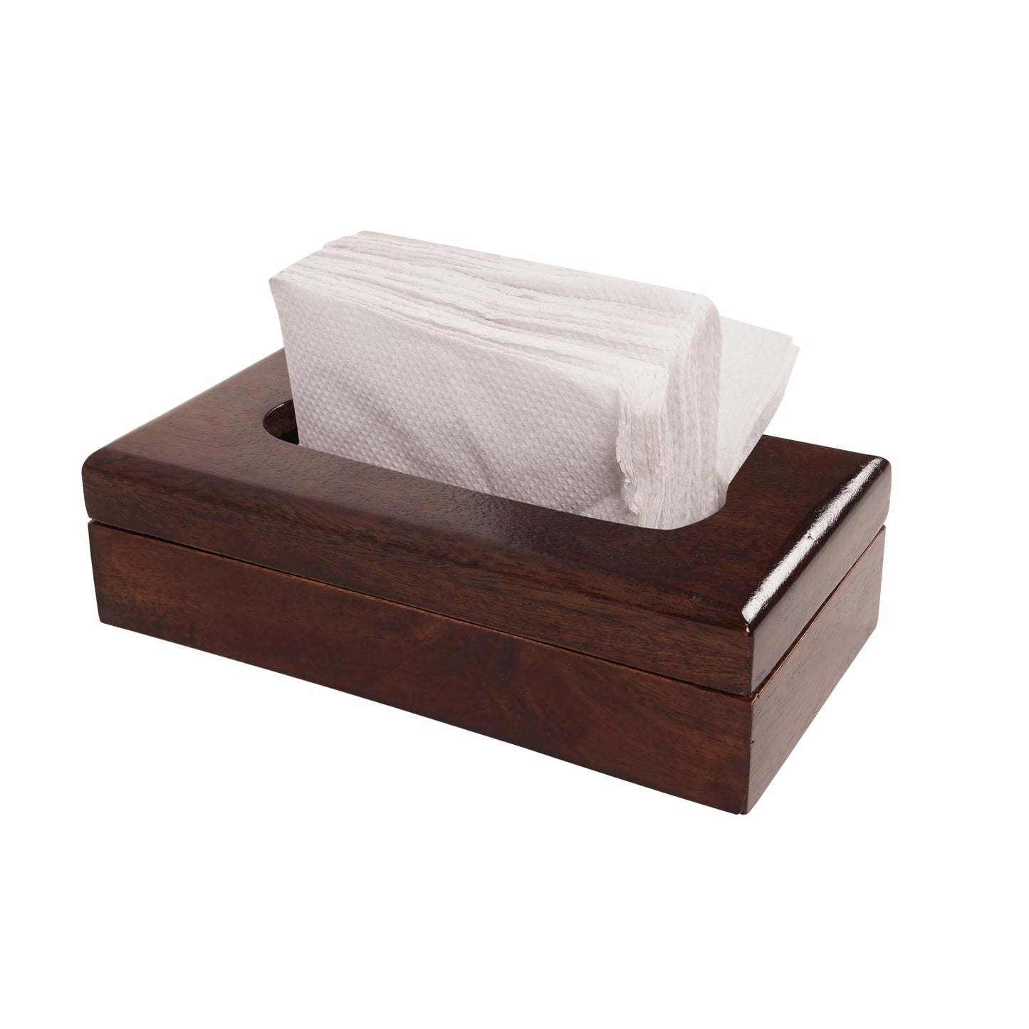 Wood Curls WoodBliss Mango Wood Tissue Holder Case | Tissue Dispenser Box for Home, Dining Table & Kitchen | Open Top Tissue Organiser | Natural Wood Finish | Size: 9X4.5X2.5 Inches