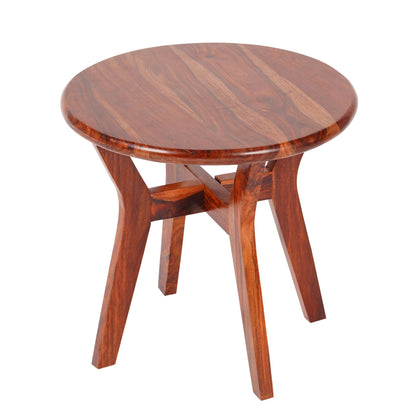 Solstice Round Sheesham Wood Coffee Table – Compact Wooden Center Table for Living Room