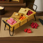 Wood Curls Rustic Wooden Serving Tray with Sturdy Metal Handles – Multipurpose Snack & Decorative Centerpiece,Snack & Serving Tray with Compartments(15L X 5D X 6H inches)