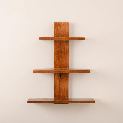 Wood Curls Wooden Wall Mounted Decorative Shelf, 3-Tier Shelves for Home Decor Items,Wall Shelf for Living Room,Bedroom,Book Self,Mango Wood,Natural Polish