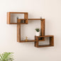 Wood Curls Wall Mounted Wooden Shelves for Living Room,Wall Shelves for Home Decor,Intersecting Wooden Wall Shelf, Geometric Design,Wall Mounted Shelves for Decorative Items,Plants,Books,Mango Wood(L 69cm x W 10cm x D 50cm)