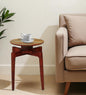 Wood Curls Compact Round End Table | Solid Wood Sofa Side Table for Living Room & Bedroom | Small Coffee & Tea Table, Round Wooden End Table(Dimensions:17(L) x 19(H) inch)