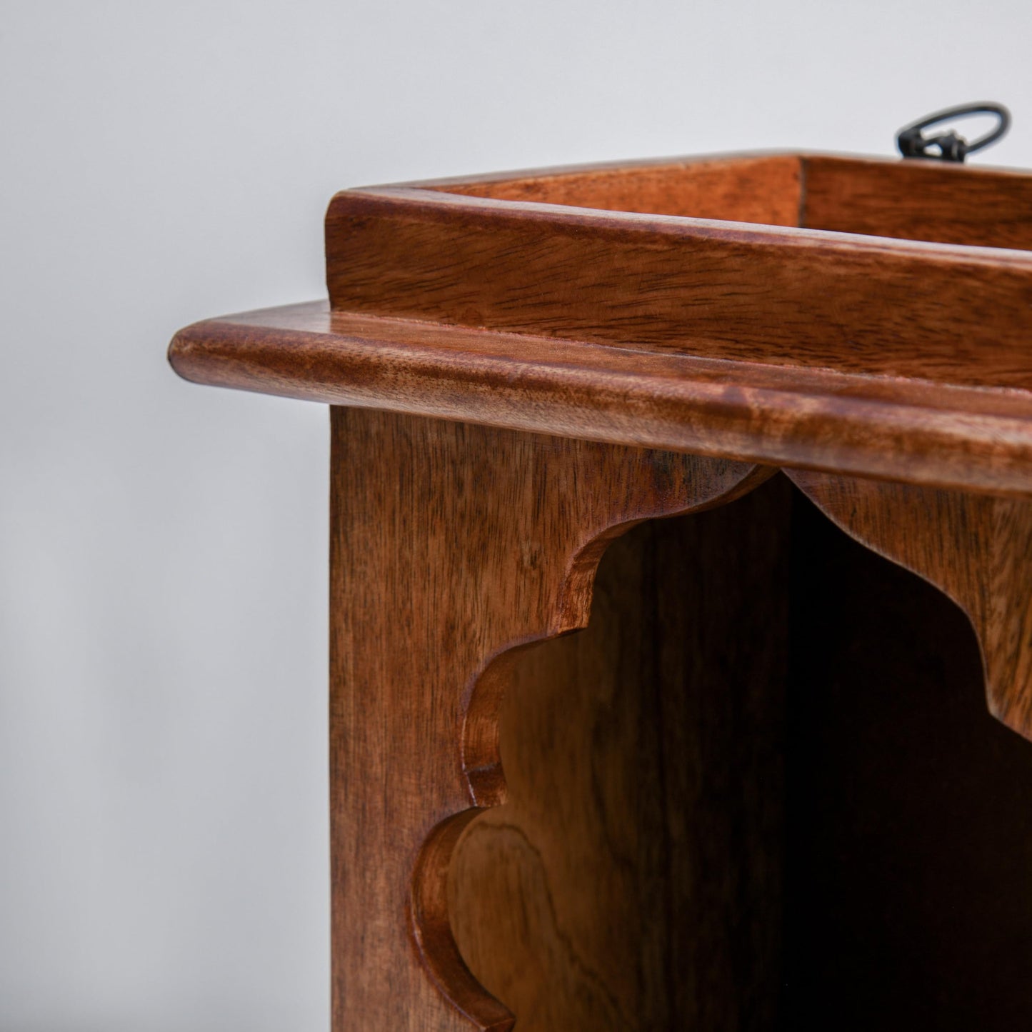 Wood Curls Wooden Wall Hanging Pooja Temple,Mandir for Small Spaces, Temple for Home,Traditional Arch Design, Sheesham Wood,Brown Finish(12inch L x 13.5inch H)