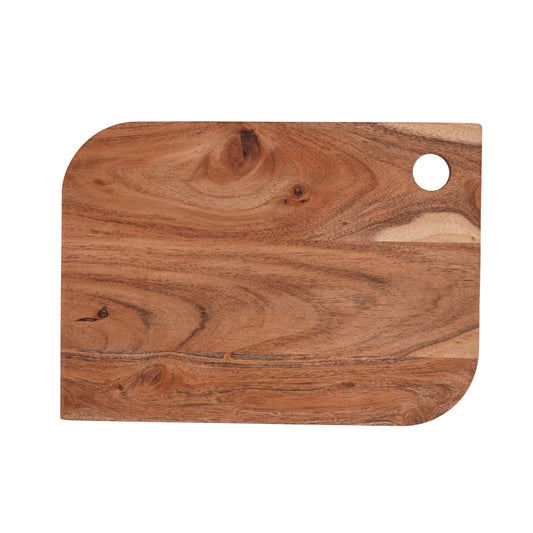 Wood Curls Birchwood Acacia Wood Rectangle Curved Edges Board | BPA Free | Anti-Bacterial | Natural Wood Finish | Size: 24.77X34.29X1.27 Centimetres