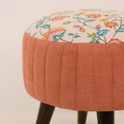 floral upholstered ottoman stool

pouffe stool with mango wood legs

decorative footrest seating furniture

floral accent stool living room