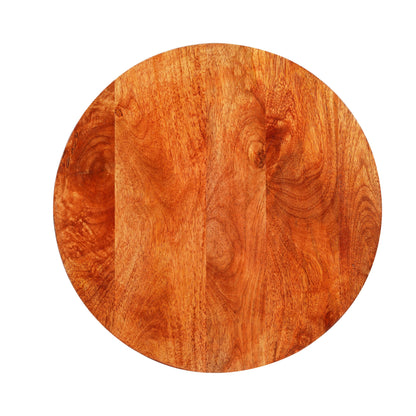 Wood Curls Mirage Mango Wood Round Coffee Table | Space Saving End & Sofa Tea Table for Living Room | Side Table for Office & Home | Natural Wood Finish (18 inch L x 24inch H)