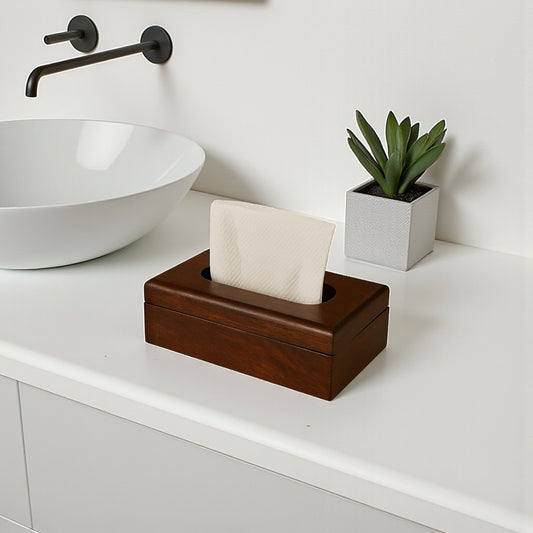 Wood Curls WoodBliss Mango Wood Tissue Holder Case | Tissue Dispenser Box for Home, Dining Table & Kitchen | Open Top Tissue Organiser | Natural Wood Finish | Size: 9X4.5X2.5 Inches
