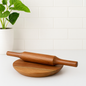 WOOD CURLS Wooden Chakla Belan | Rolling Board and Rolling Pin | Roti Maker | Size of Chakla 24 cm | Size of Belan 32 cm |