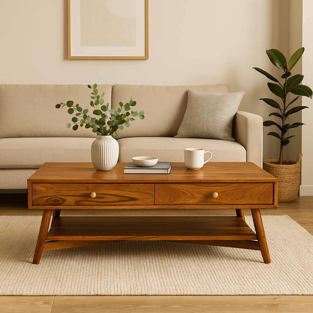 Wood Curls Eira Acacia Wood Coffee Table in Natural Finish
