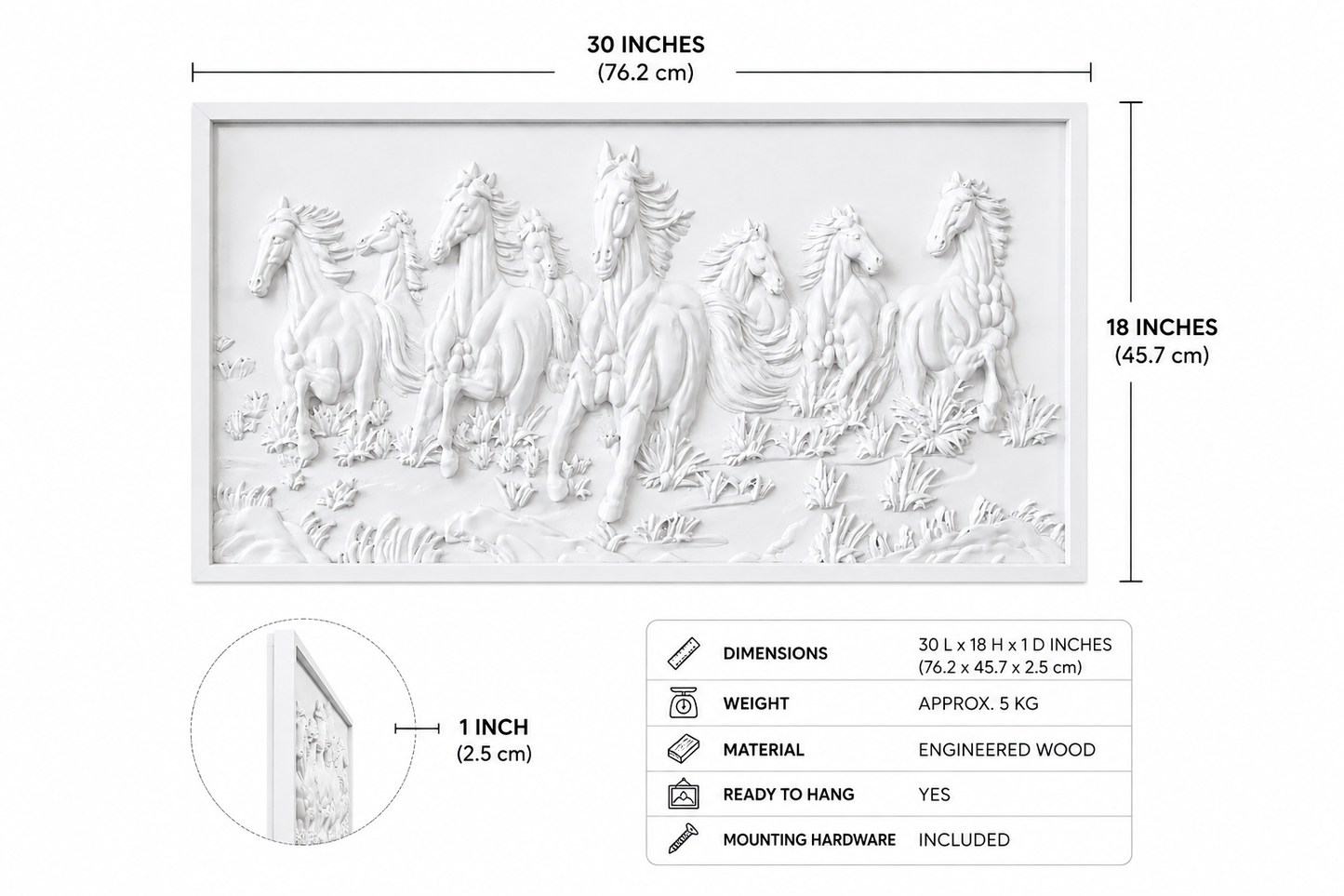 Equine Majesty 3D Horse Relief Wall Panel