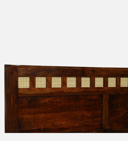 Aranya King Size Sheesham Wood Bed with Cane Headboard
