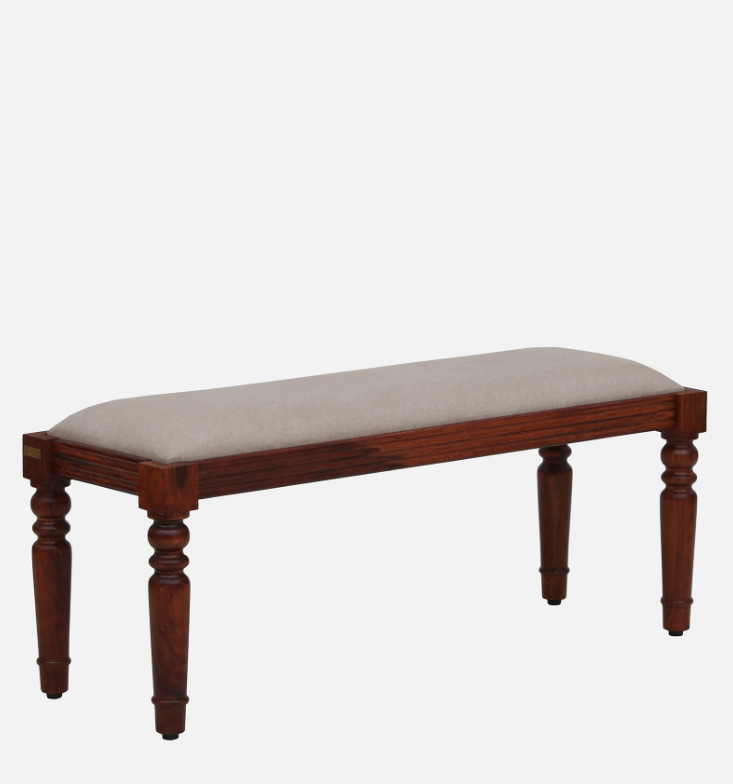 Wood Curls Regalia Sheesham Wood 6 Seater Dining Set In Honey Oak Finish With Bench