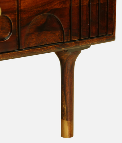 Wood Curls Aura Sheesham Wood Coffee Table In Walnut Finish