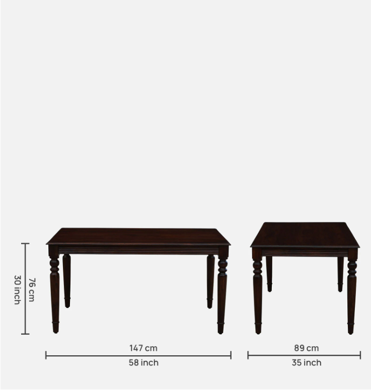 Wood Curls Arwen Sheesham Wood 6-Seater Dining Set in Provincial Teak Finish