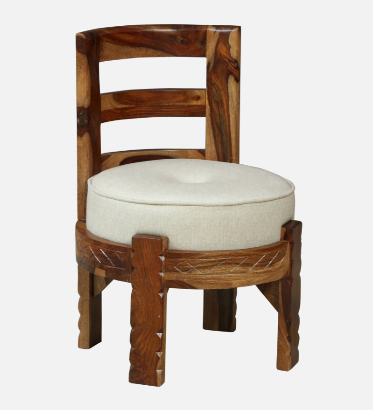 solid sheesham wood slipper chair with cushion

natural finish wooden accent chair

sheesham wood armless slipper chair